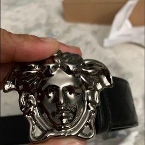 Black and silver men's Versace belt